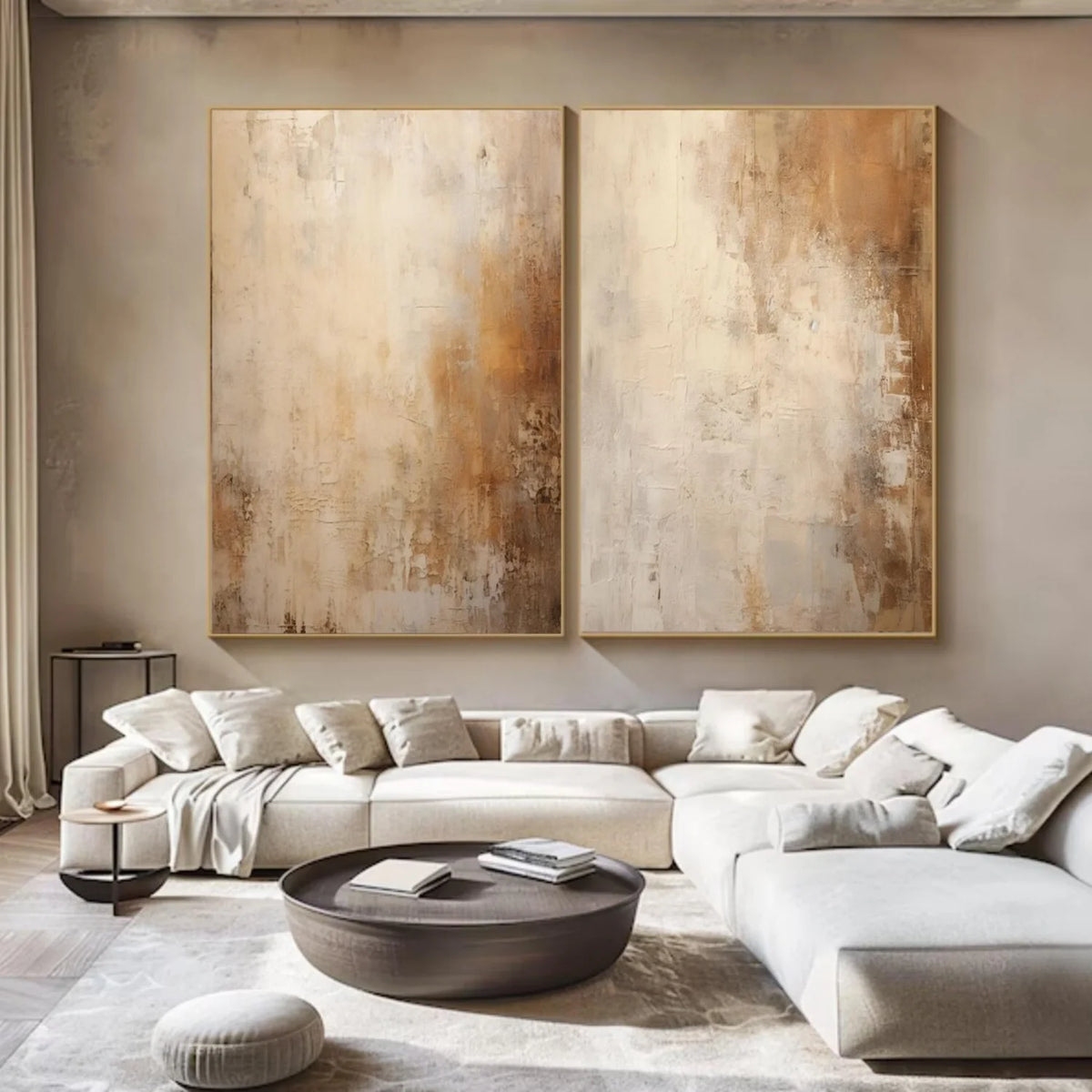 Beige & Brown Abstract Set of 2 #BB163