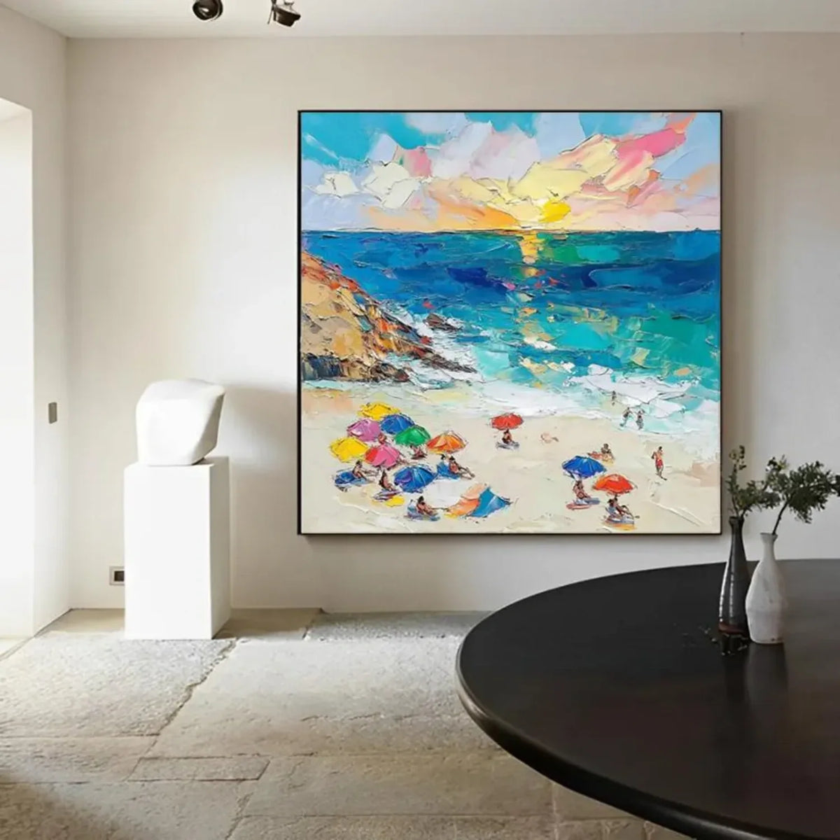 Colorful Ocean And Sky Abstract Textured Canvas Art #OS 289