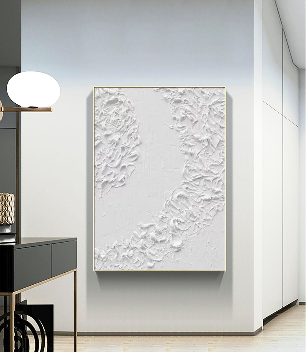 White Minimalist Textured Painting Canvas #MM097