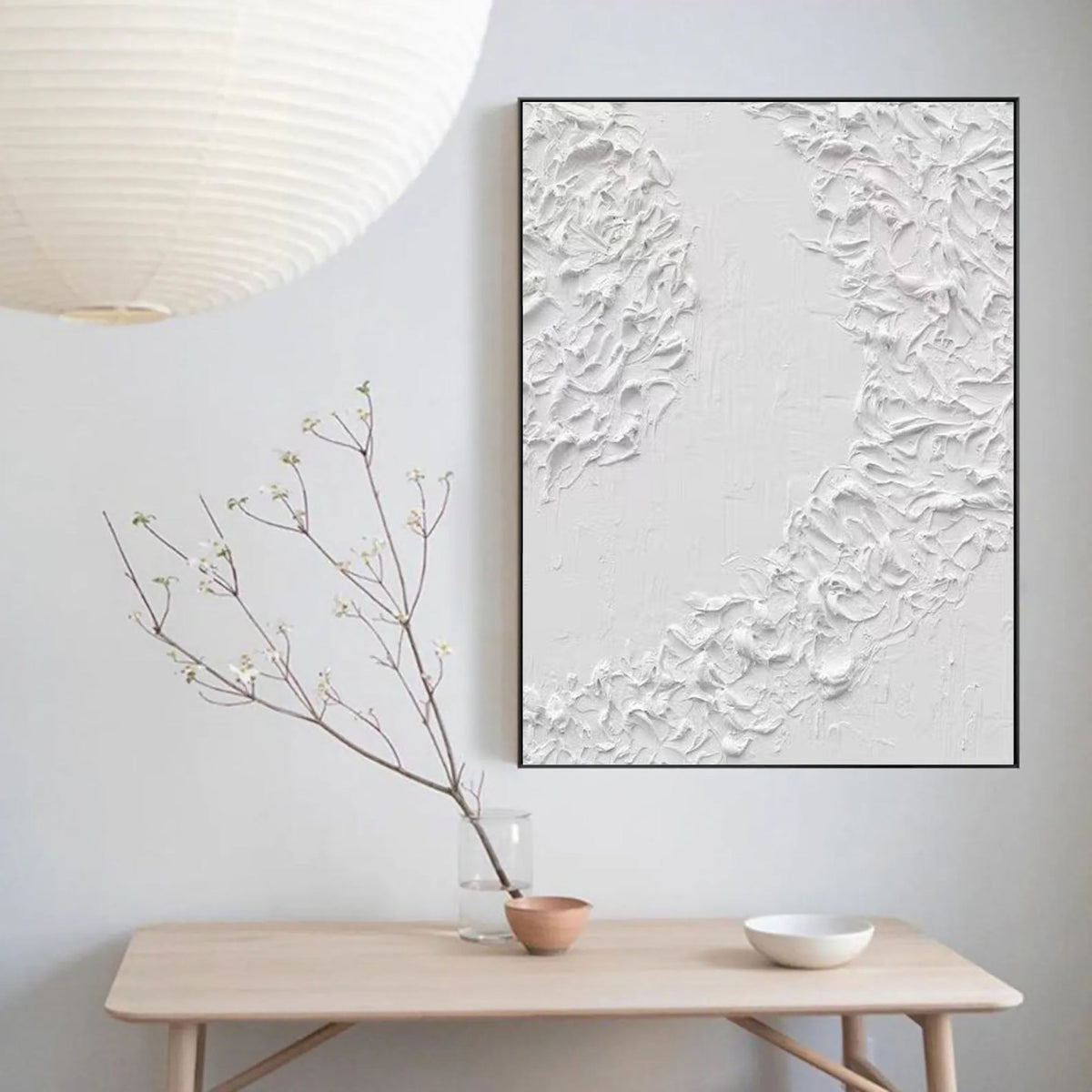 White Minimalist Textured Painting Canvas #MM097