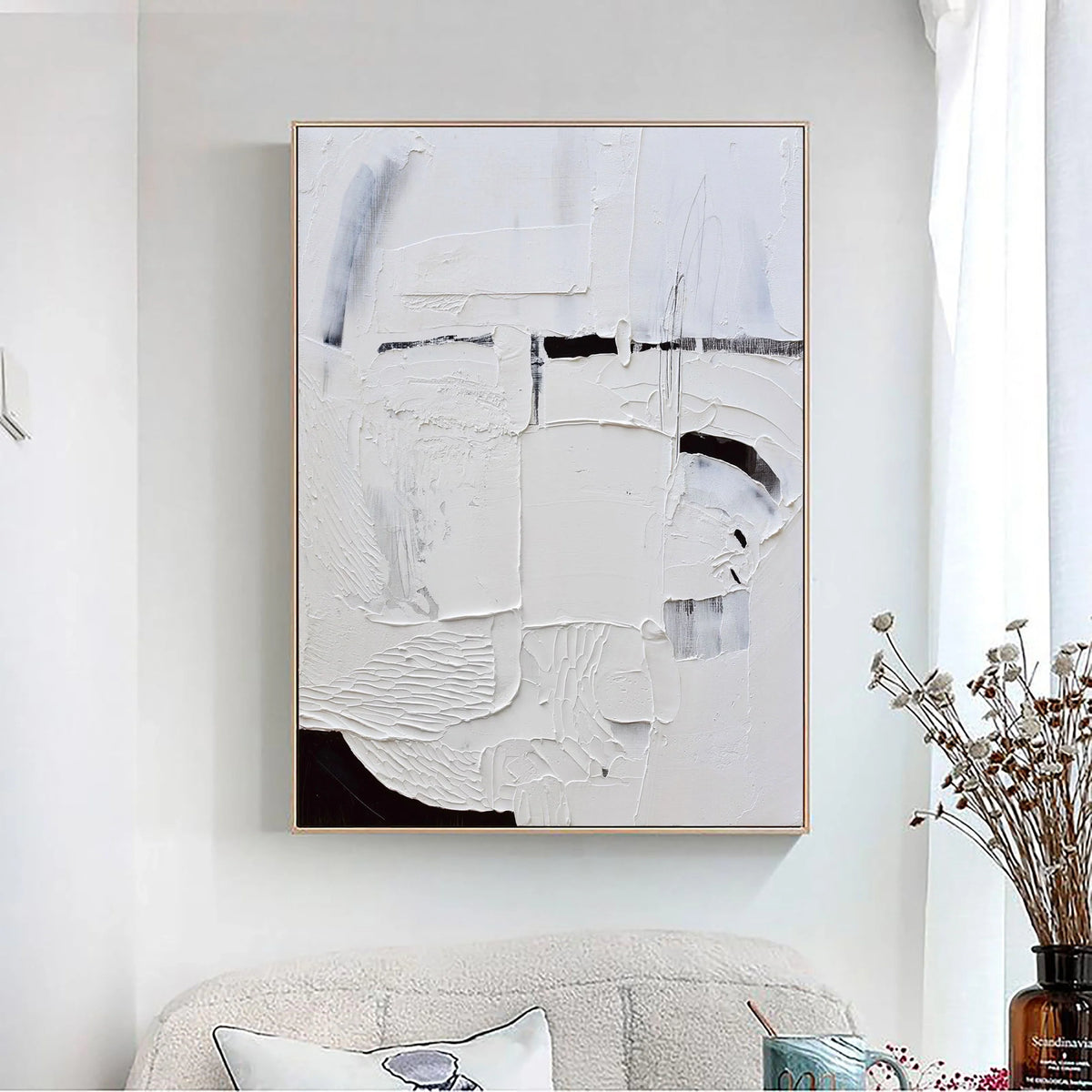 Plaster Art Minimalist Textured Painting #MM008-Vertical