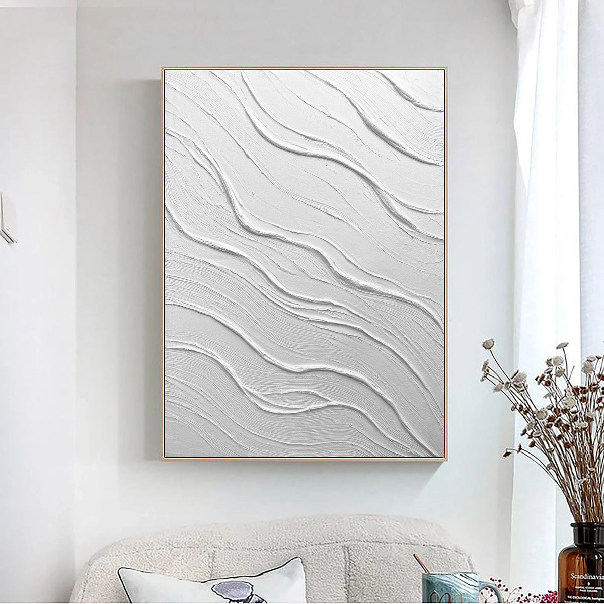 White Minimalist Textured Painting Canvas #MM015