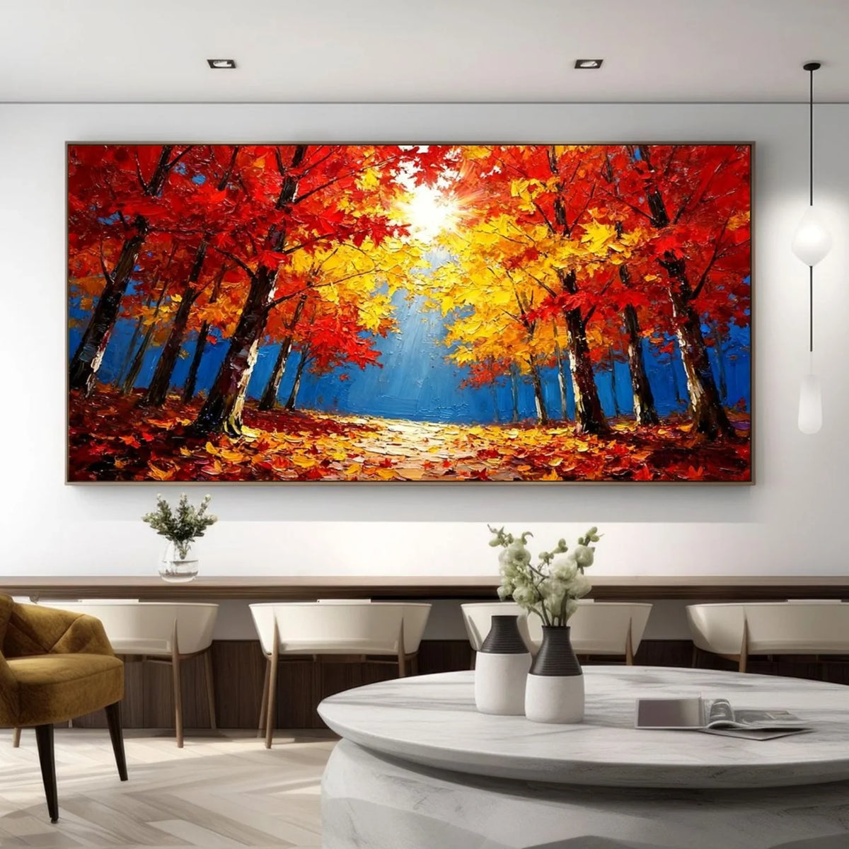 Colorful Flower & Tree Abstract Texture Canvas Art #FT 288