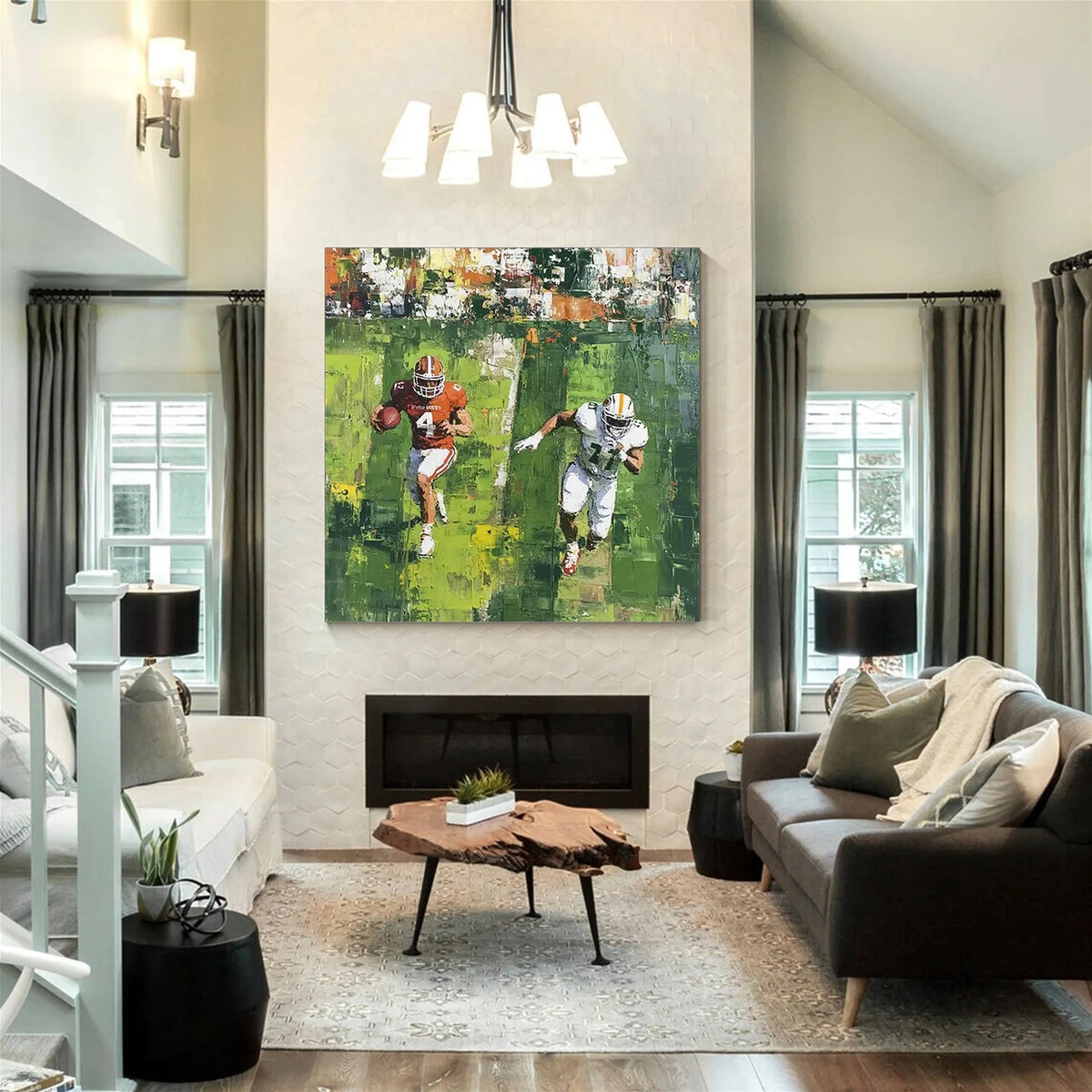 American Football Sports Art Textured Painting Canvas #SA005