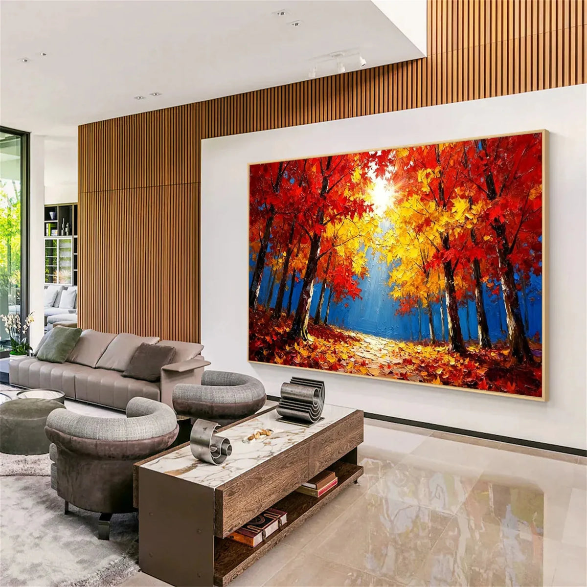 Colorful Flower & Tree Abstract Texture Canvas Art #FT 288